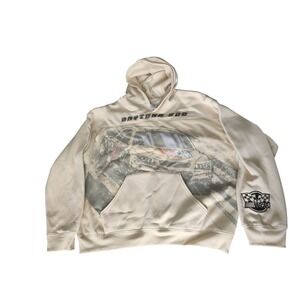 NASCAR Daytona 500 Hoodie Mens XXL Light Birch Cream Graphic Pullover